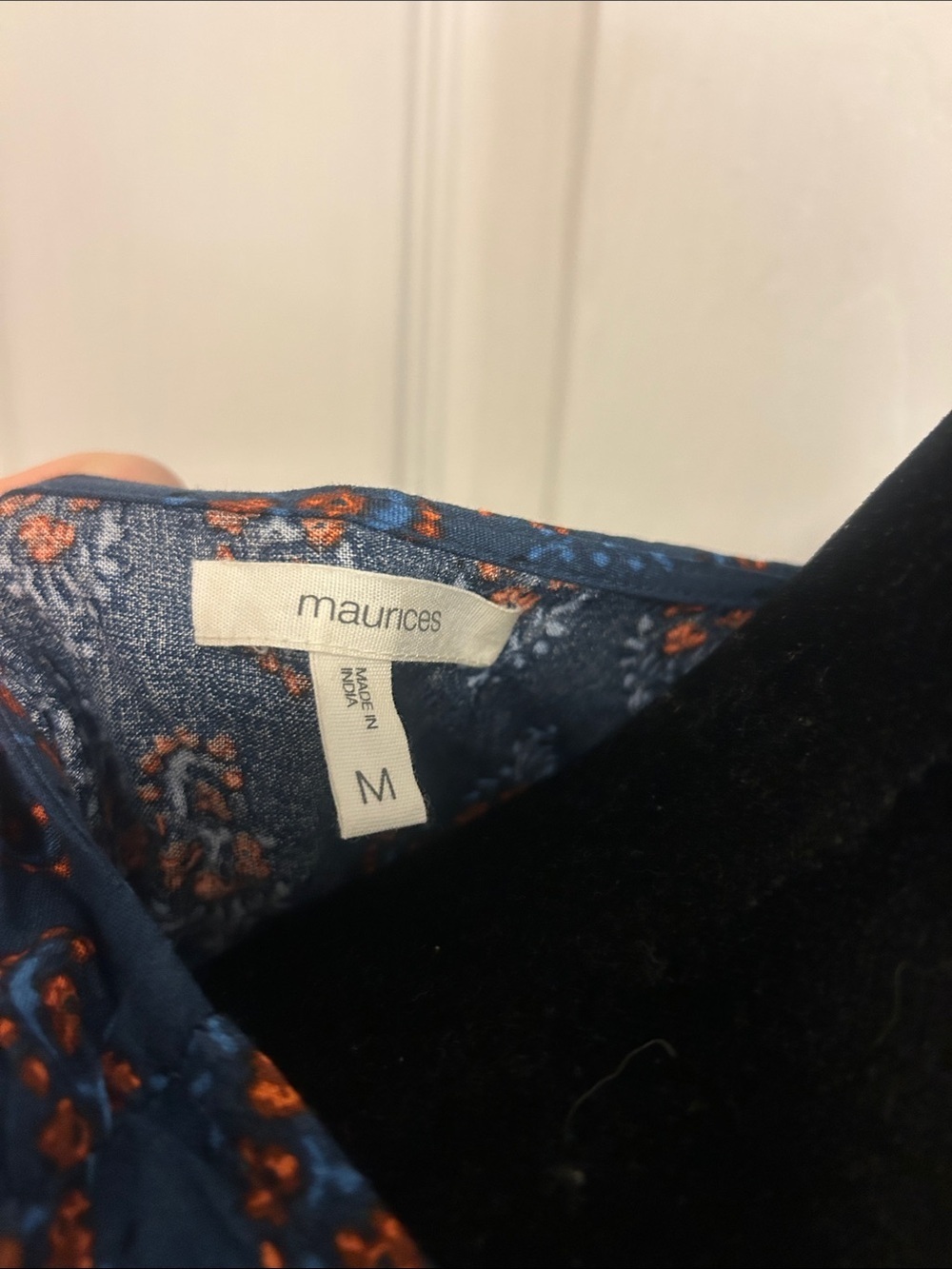 Maurices Navy Sleeveless Lace-Up Peplum Tunic with Rust and Cream Border - Picture 2 of 5